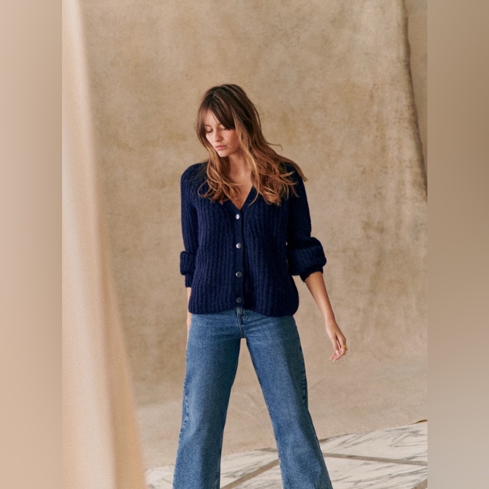 Sezane Basile Cardigan, Navy, Size S